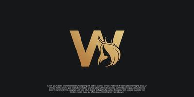 lettre logo w avec beauté unique concept prime vecteur
