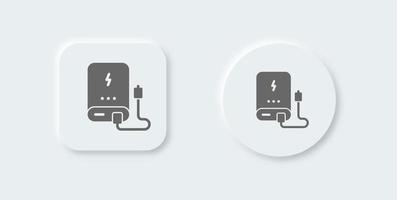 powerbank solide icône dans néomorphe conception style. Puissance la fourniture panneaux vecteur illustration.