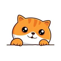 tigré chat blanc Orange dessin animé - mignonne rayé chat cache vecteur