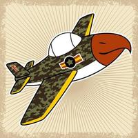 vecteur dessin animé de combattant jet avec camouflage sur grunge Cadre