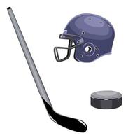 le hockey équipement bâton, palet, et casque dans plat technique vecteur