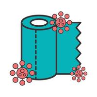 particules pandémiques covid19 avec rouleau de papier toilette vecteur