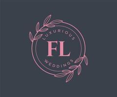 fl initiales lettre modèle de logos de monogramme de mariage, modèles minimalistes et floraux modernes dessinés à la main pour cartes d'invitation, réservez la date, identité élégante. vecteur