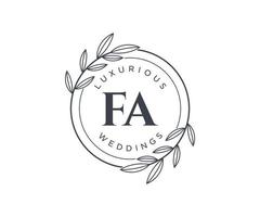 fa initiales lettre modèle de logos de monogramme de mariage, modèles minimalistes et floraux modernes dessinés à la main pour cartes d'invitation, réservez la date, identité élégante. vecteur