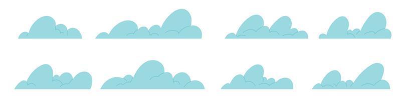 Facile des nuages isolé ensemble. mignonne plat ciel icône, nuage logo. dessin animé vecteur illustration isolé sur blanc Contexte.