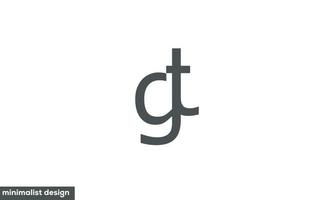 alphabet lettres initiales monogramme logo gt, tg, g et t vecteur