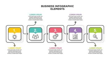 infographie pour le concept d'entreprise avec des icônes et 5 options ou étapes. pour le contenu, le diagramme, l'organigramme, les étapes, les pièces, l'infographie de la chronologie, le flux de travail, le graphique. vecteur