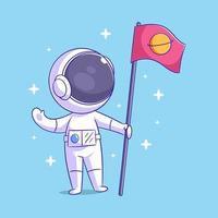astronaute porter drapeau dans main vecteur