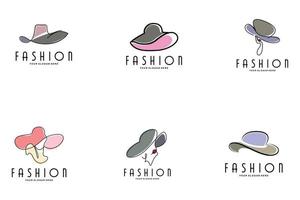 illustration de conception de logo de chapeau pour femme accessoires de beauté de mode et soin de marque de produit vecteur