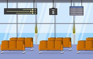 aéroport aéroport terminal porte salle d'attente hall intérieur illustration plat vecteur