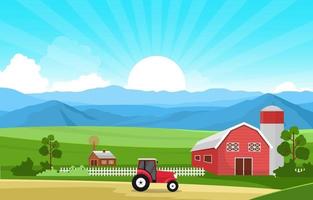 agriculture champ ferme prairie rurale nature scène paysage illustration vecteur