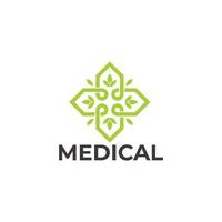 feuille plus médical herbes ligne conception symbole logo vecteur