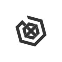 lettre x vecteur de logo de ligne hexagonale