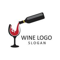 vecteur d'icône de logo de verre de vin mousseux, modèle d'inspiration de café, illustration