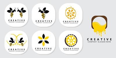 logo vectoriel simple abeille jaune icône gratuite