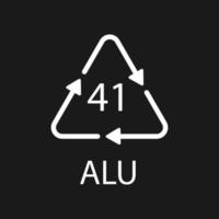 symbole de recyclage de l'aluminium alu 41. illustration vectorielle vecteur
