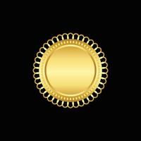 rond d'or badge isolé sur une noir arrière-plan, joint timbre or luxe élégant bannière con, vecteur illustration certificat or déjouer joint ou médaille isolé.