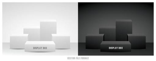 noir et blanc rectangle podium afficher ensemble 3d illustration vecteur dans minimal style pour en mettant votre objet