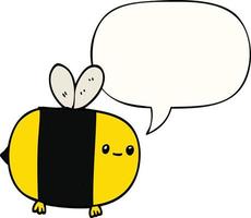 abeille de dessin animé mignon et bulle de dialogue vecteur