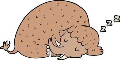 dessin animé mammouth endormi vecteur