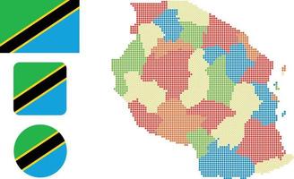 Tanzanie carte et drapeau plat icône symbole vecteur illustration