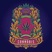 luxe antique cannabis couronne Cadre vecteur des illustrations pour votre travail logo, mascotte marchandise T-shirt, autocollants et étiquette conceptions, affiche, salutation cartes La publicité affaires entreprise ou marques.