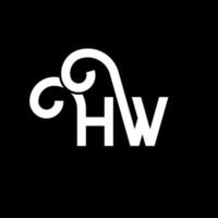 création de logo de lettre hw sur fond noir. hw concept de logo de lettre initiales créatives. conception de lettre hw. hw conception de lettre blanche sur fond noir. hw, hw logo vecteur