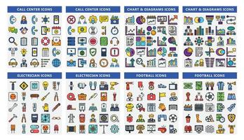 Jeu d'icônes de 200 couleurs. liés aux affaires, aux ressources humaines, au médical. jeu d'icônes Web. collection d'icônes de couleur. illustration vectorielle.