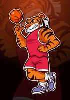 Mascotte de basket tigre vecteur