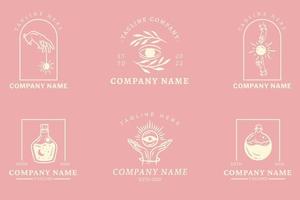 blanc mystique Facile minimaliste symbole logo collection lumière rose pastel style. vecteur