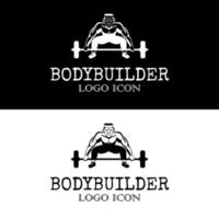 bodybuilder dans Gym est avoir prêt à faire une soulevé de terre parfait pour fort homme club logo conception vecteur