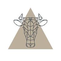 tête de vache géométrique. icône de l'animal. vecteur