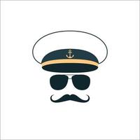 icône de visage de capitaine marin. illustration vectorielle. vecteur