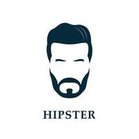 visage de hipster. la barbe et les cheveux des hommes. vecteur