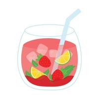 Animé glacé fraise cocktail pour Frais été les boissons et boisson un soda vecteur illustration image