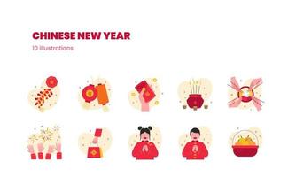 illustration ensemble plat vecteur pour fête chinois Nouveau année Festival
