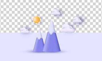 unique réaliste paysage montagnes Soleil des nuages environnement 3d conception isolé sur vecteur