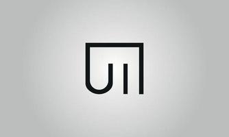 lettre ui logo conception. ui logo avec carré forme dans noir couleurs vecteur gratuit vecteur modèle.