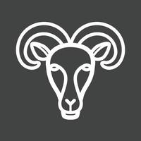 icône inversée de la ligne de visage de chèvre de montagne vecteur