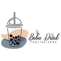 création de logo de boisson boba, vecteur de bulle de boisson de gelée moderne, illustration de verre de marque de boisson boba