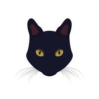 chat noir aux yeux jaunes. illustration vectorielle de chat noir. vecteur