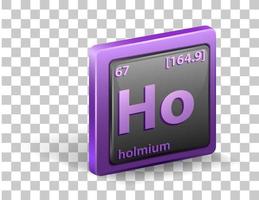 élément chimique holmium. symbole chimique avec numéro atomique et masse atomique. vecteur