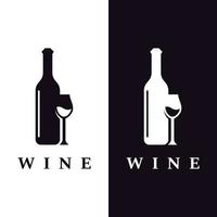 création de modèle de logo de vin avec verres à vin et bouteilles.logo pour discothèque, bar et caviste. vecteur