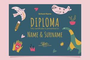 folklore abstrait animaux des gamins l'obtention du diplôme diplôme vecteur