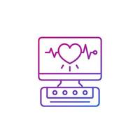 machine ecg, icône de ligne de diagnostic cardiaque sur blanc vecteur