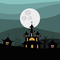 halloween maison hantée devant la lune vecteur