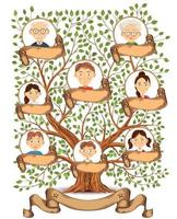 famille arbre avec portraits de famille membres vecteur illustration