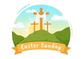content Pâques dimanche journée illustration avec Jésus, il est ressuscité et fête de résurrection pour la toile bannière ou atterrissage page dans main tiré modèles vecteur