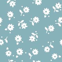 modèle d'été sans couture avec des fleurs blanches sur fond bleu. illustration vectorielle. vecteur