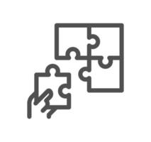 puzzle en relation icône contour et linéaire vecteur. vecteur